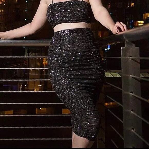 For Love & Lemons All That Glitter Sequin Midi Skirt Size S - Picture 1 of 7